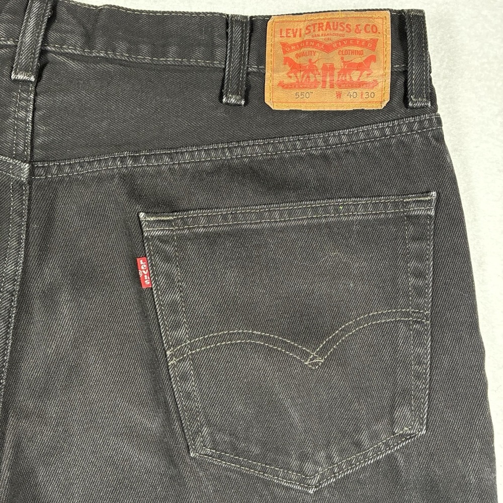 Levi's 550 Jeans Men's 40x30 Black Denim Relaxed Tapered Leg High Rise Workwear - Picture 12 of 15